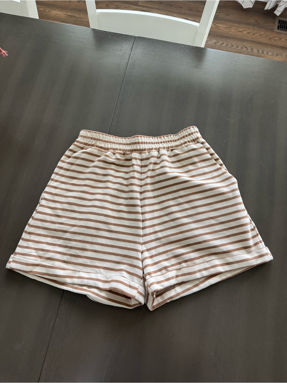 Blu Pepper Striped Athletic Shorts - Cream & Tan